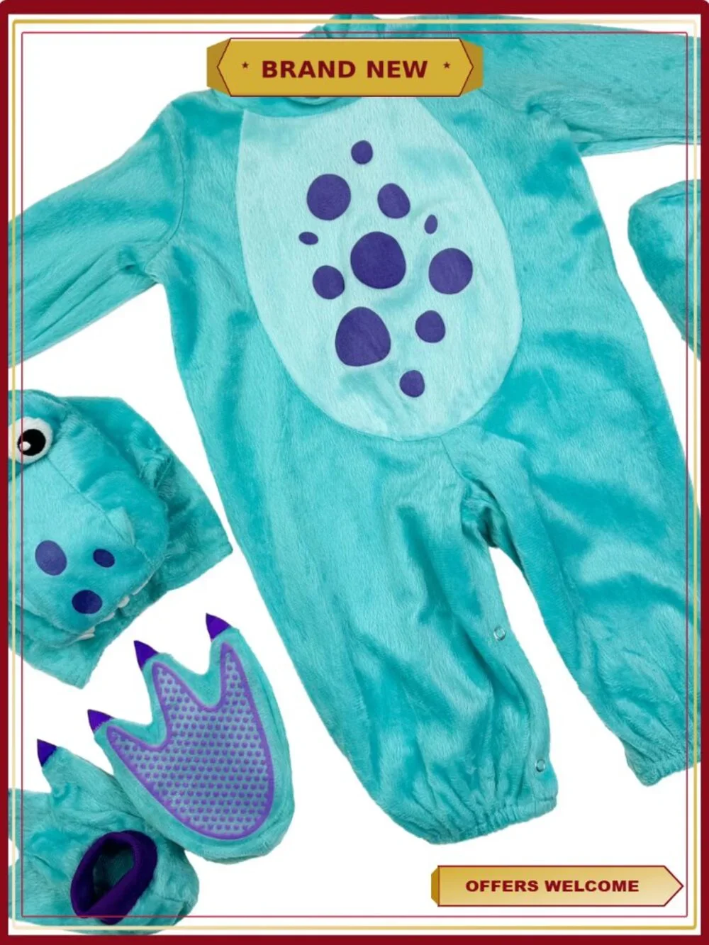Baby T-Rex Halloween Costume Infant 12-18M Plush Fluffy Dress Up